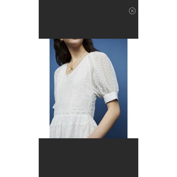 Maje Revery White Lace V Neck Collar Dress Size 3 - Picture 4 of 12